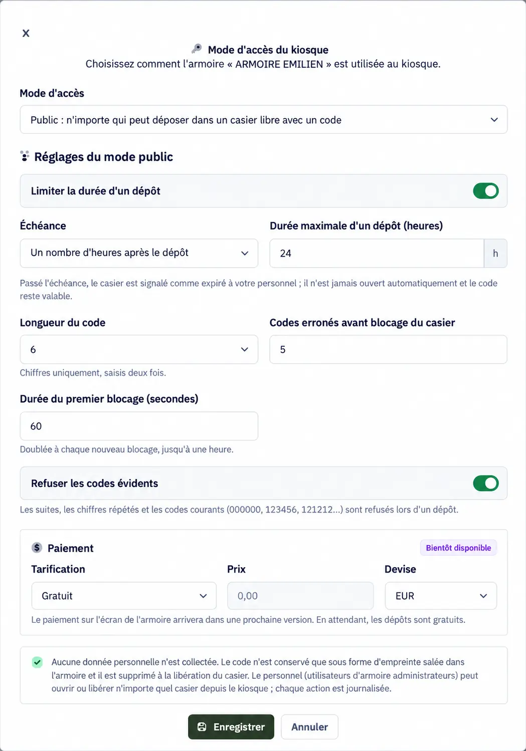 logiciel hippoka reglages mode public